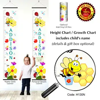 Height Charts - Flowers Butterflies