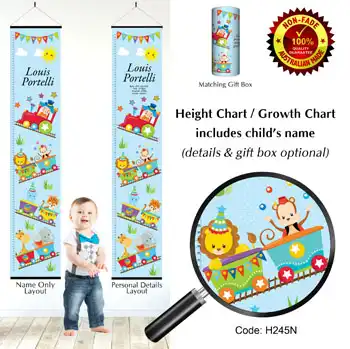 Height Charts - Circus Animals on Train Theme