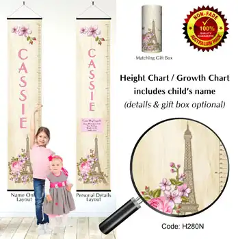 Height Charts - Paris, Eiffel Tower Theme