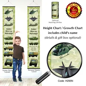 Height Measure Wall Chart Military Army Trucks