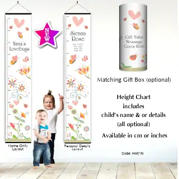 Pastel Height Chart Garden Theme