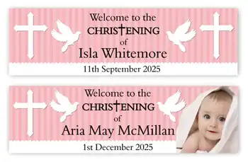 Christening Banner Dove Pink Theme