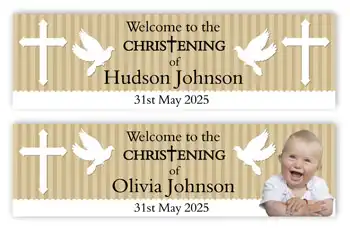 Christening Banner Dove Gold Theme