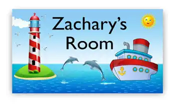 Room Door Sign Boat Lighthouse