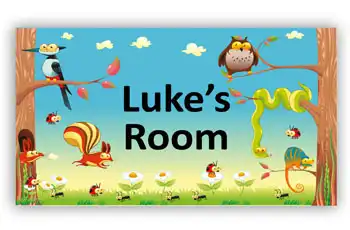 Room Door Sign Forest Animals in Woods