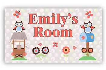 Room Door Sign Owls and Butterflies