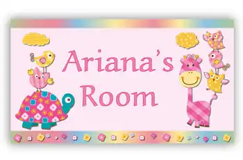 Room Door Sign Giraffe and Turtle Theme