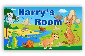 Room Door Sign with Australian Native Animals