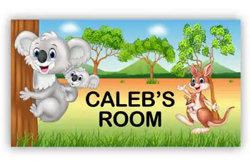 Room Door Sign with Koala and Kangaroo