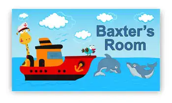 Room Door Sign with Giraffe on Boat