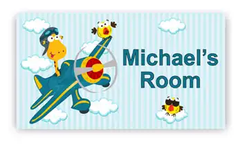 Room Door Sign with Giraffe on Air Plane