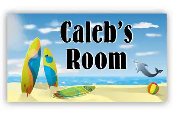 Room Door Sign Surfing Surfboard Theme